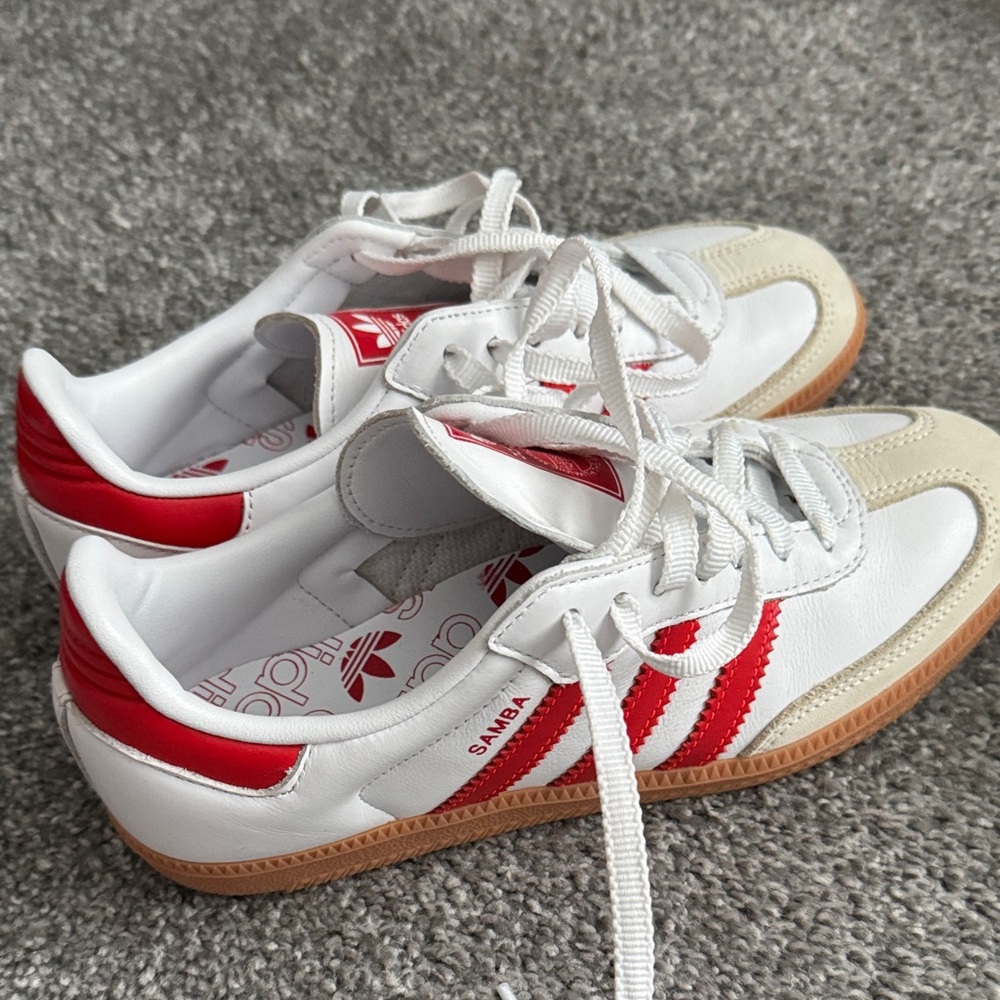 Adidas Samba White and Red Trainers